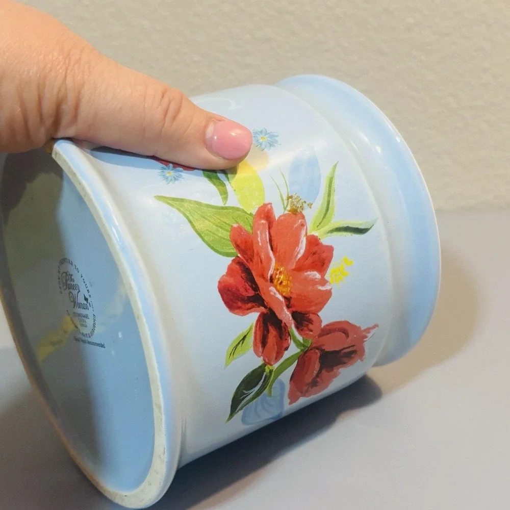 Pioneer Woman Breezy Floral Spring Bouquet Fresh Garlic Keeper Blue No Lid